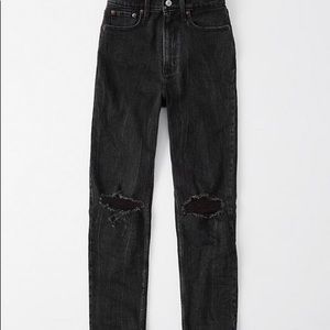 Abercrombie High Rise Ripped Mom Jeans